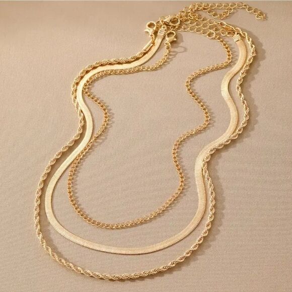 3-Piece Set Chain Necklaces Gold or Silver Plated Fashionable Fashion Jewelry - Picture 10 of 14